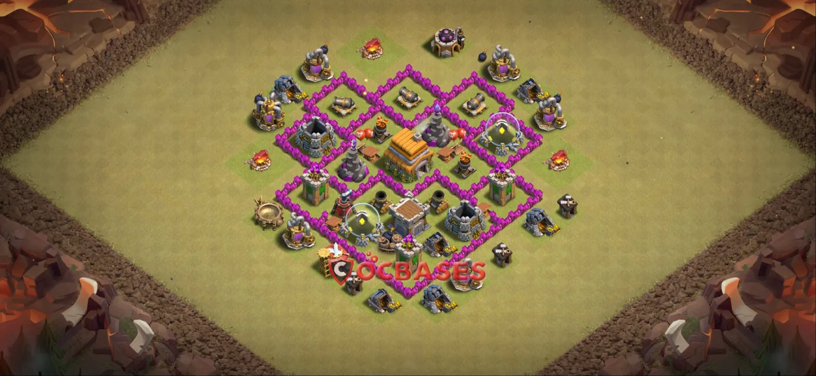Anti-ground (Defense) Base TH6 with Link | Clash of Clans Bases | Layouts ID 3ul4r