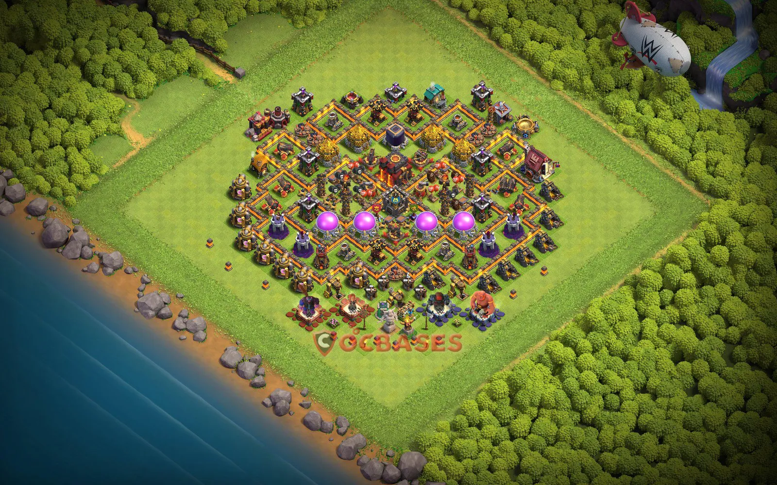 Anti-ground (Defense) Base TH10 with Link | Clash of Clans Bases | Layouts ID 3yv0r