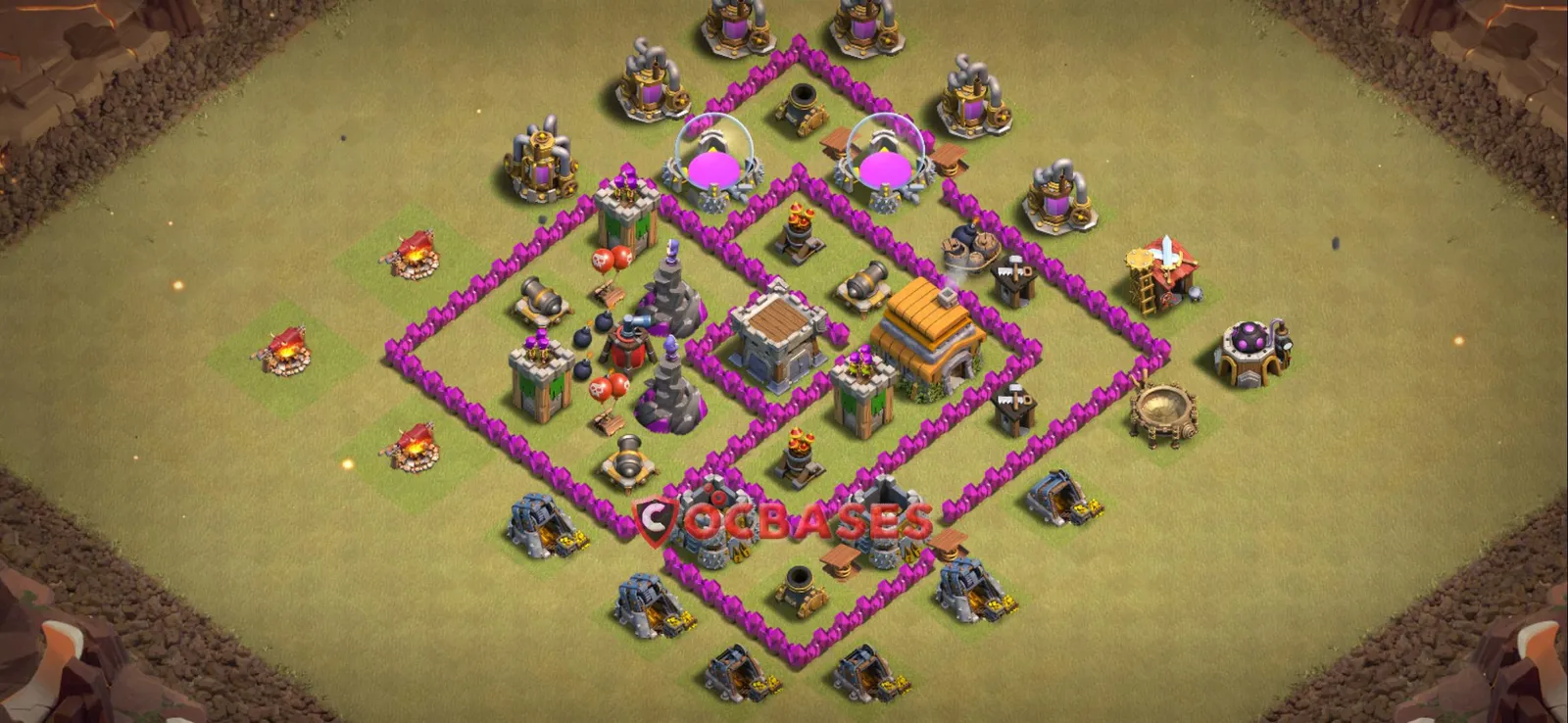 Anti-ground (Defense) Base TH6 with Link | Clash of Clans Bases | Layouts ID 4hlx1