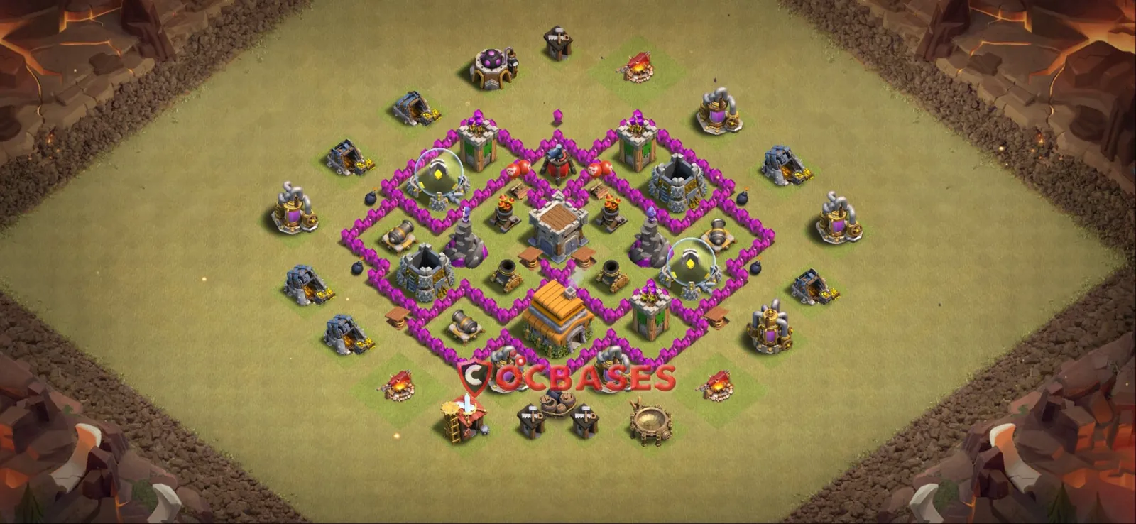 Anti-ground (Defense) Base TH6 with Link | Clash of Clans Bases | Layouts ID 75gmu