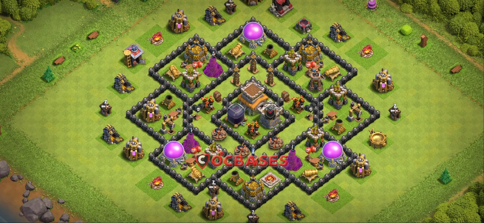 Anti-ground (Defense) Base TH8 with Link | Clash of Clans Bases | Layouts ID bmrae