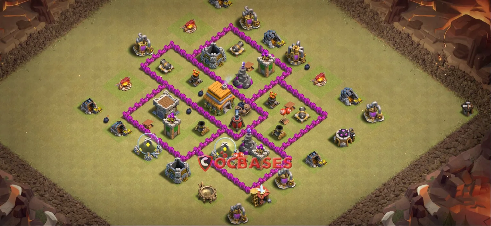 Anti-ground (Defense) Base TH6 with Link | Clash of Clans Bases | Layouts ID cpjxv