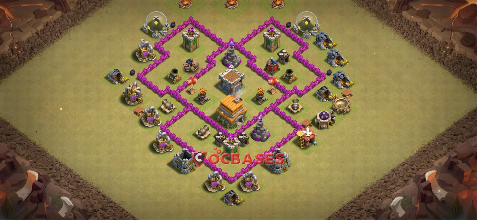 Anti-ground (Defense) Base TH6 with Link | Clash of Clans Bases | Layouts ID csvon