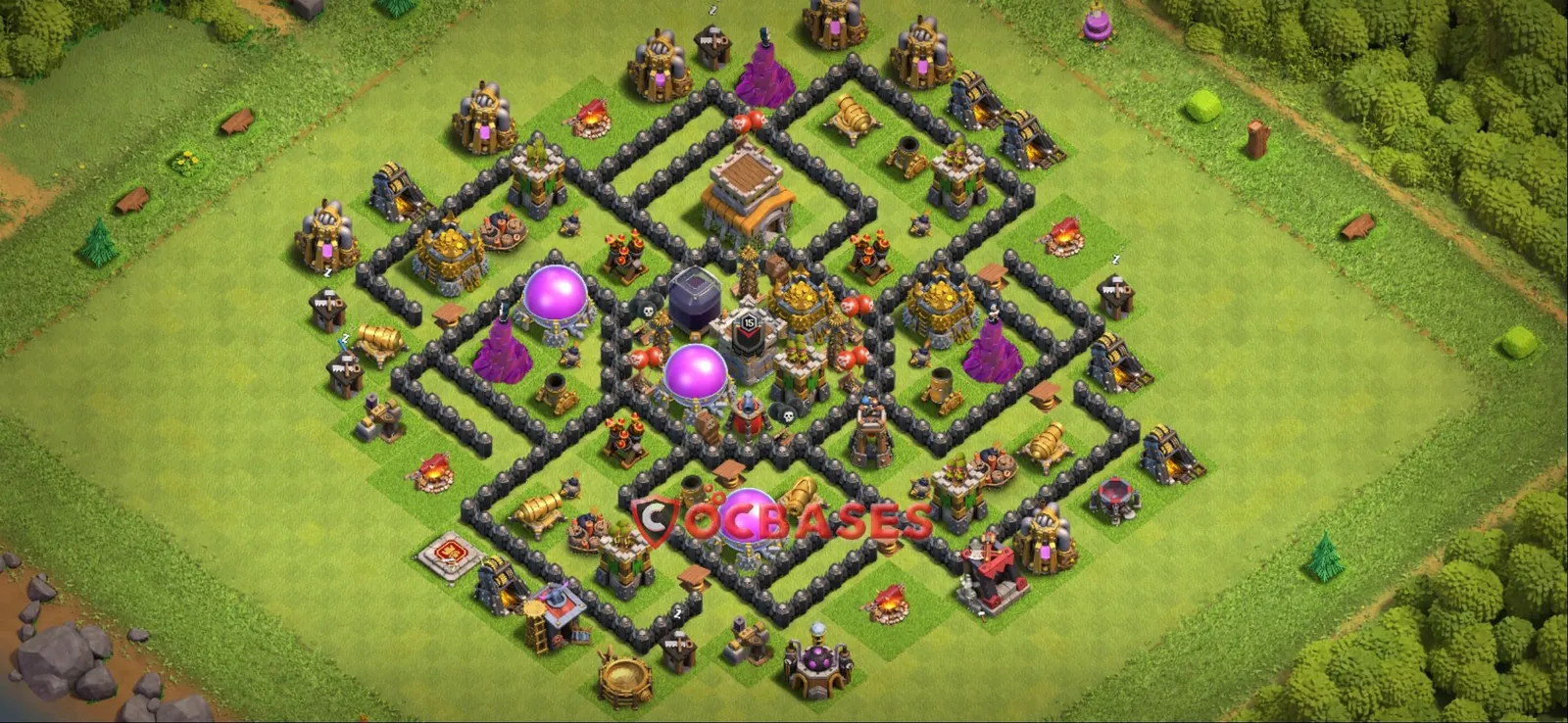 Anti-ground (Defense) Base TH8 with Link | Clash of Clans Bases | Layouts ID gqiiu