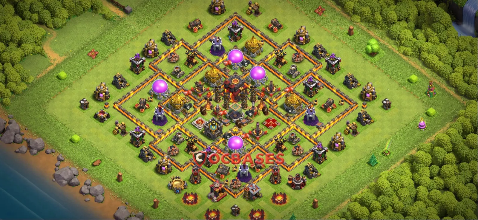 Anti-ground (Defense) Base TH10 with Link | Clash of Clans Bases | Layouts ID hr9wx