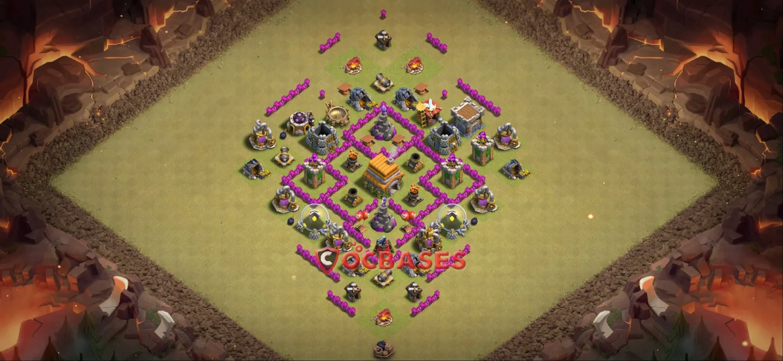 Anti-ground (Defense) Base TH6 with Link | Clash of Clans Bases | Layouts ID mzxq5