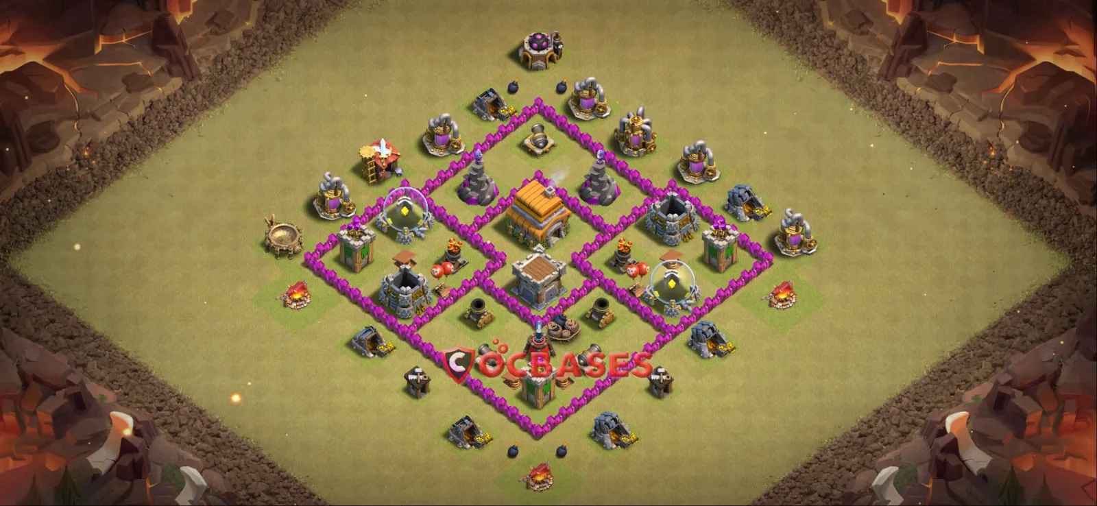 Anti-ground (Defense) Base TH6 with Link | Clash of Clans Bases | Layouts ID p2o2t