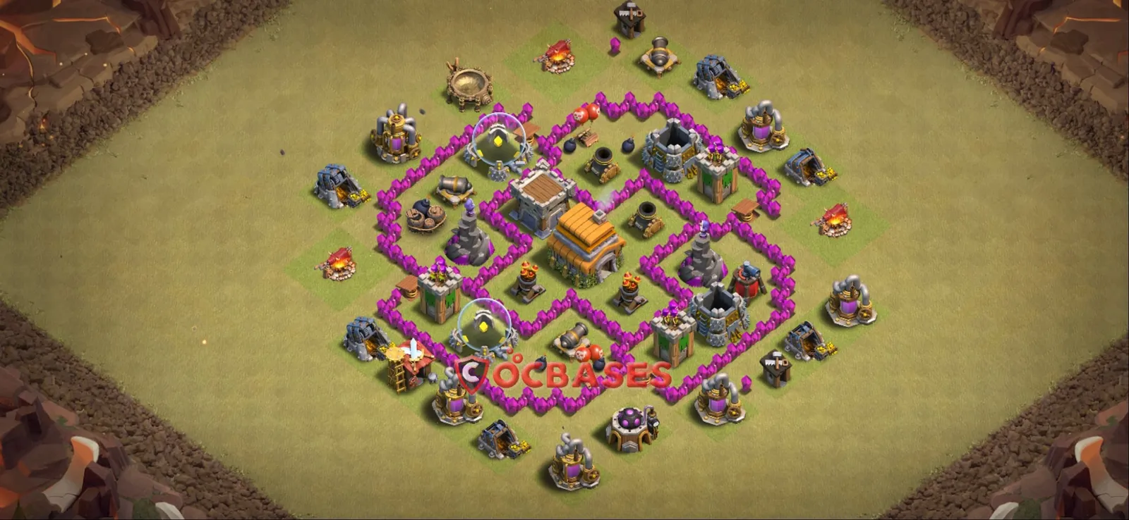 Anti-ground (Defense) Base TH6 with Link | Clash of Clans Bases | Layouts ID ux6zj