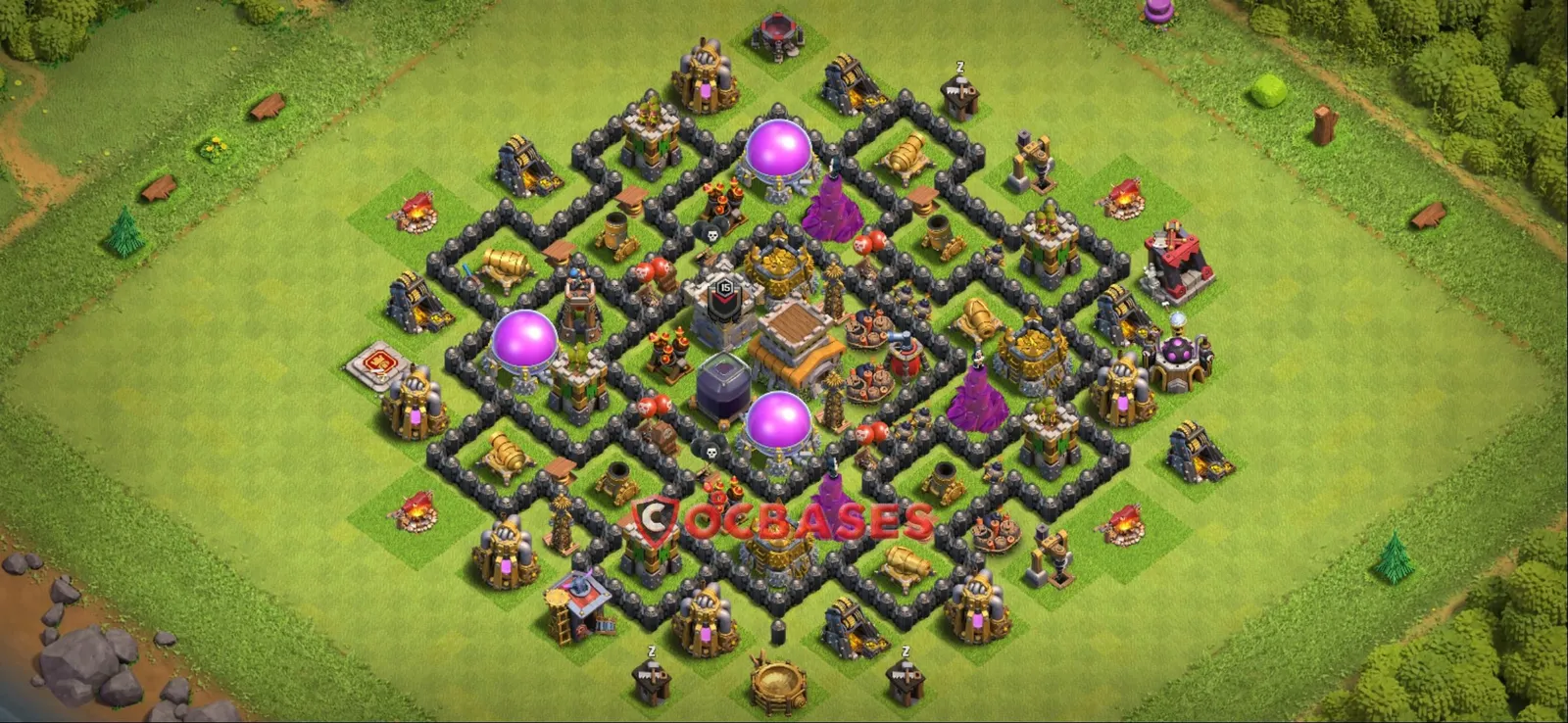 Anti-ground (Defense) Base TH8 with Link | Clash of Clans Bases | Layouts ID velq4