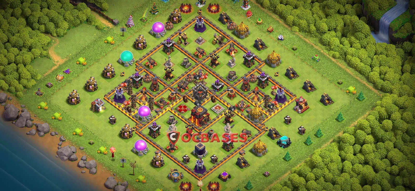 Anti-ground (Defense) Base TH10 with Link | Clash of Clans Bases | Layouts ID xpsa1