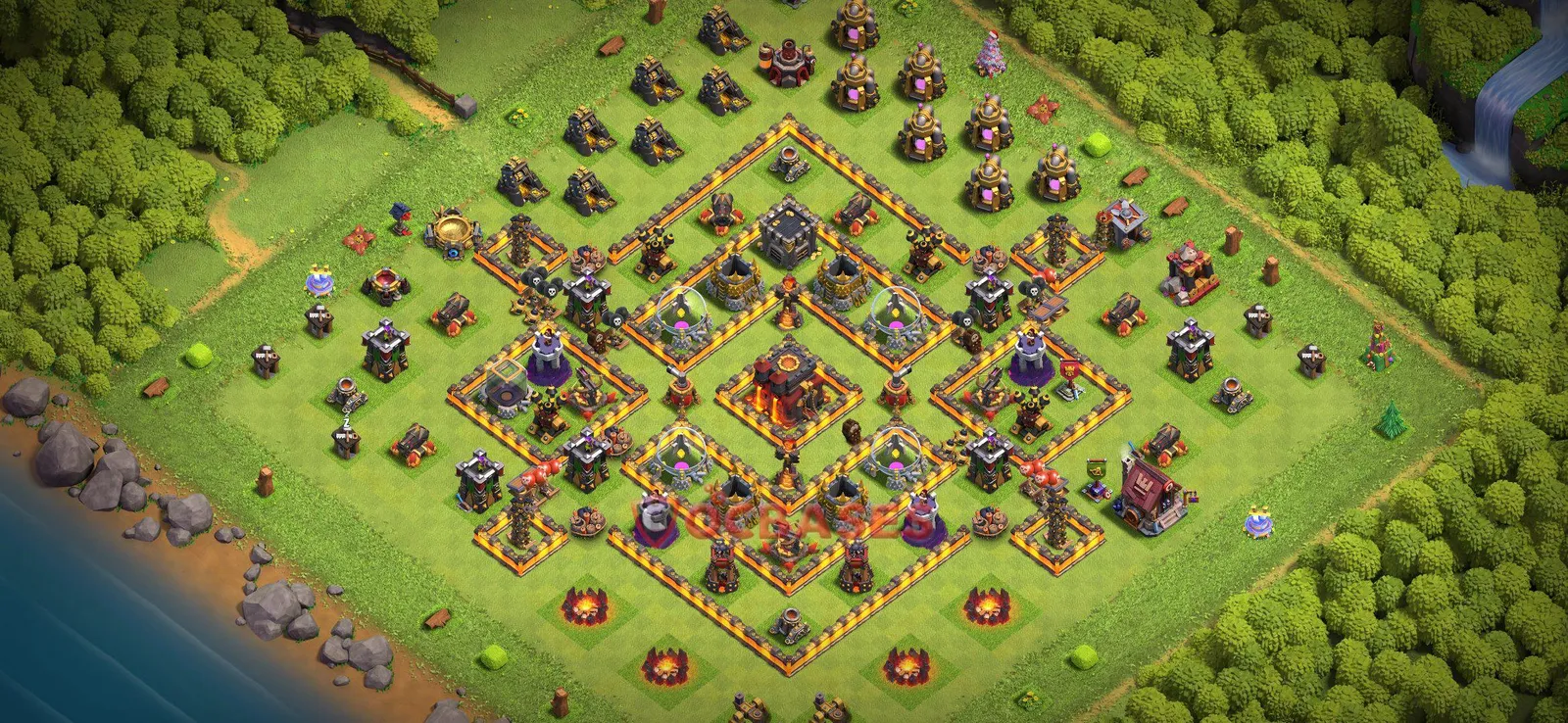 Farming (Defense) Base TH10 - Clash of Clans Town Hall 10 Layout Link Farming (Defense) Base TH10 - Clash of Clans Town Hall 10 FARMING Base Layout with Copy Link 2026