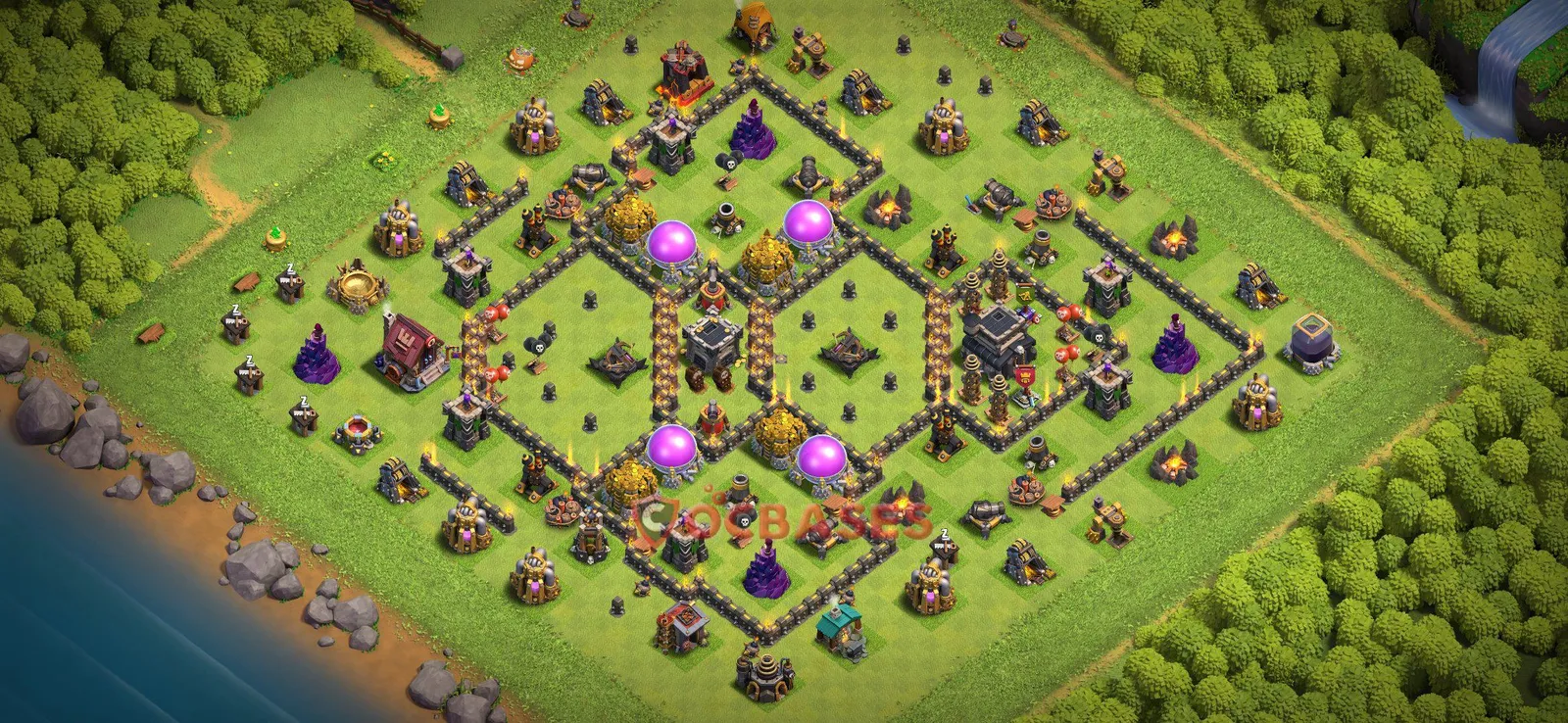 Farming (Defense) Base TH9 with Link | Clash of Clans Bases | Layouts ID 19zr8