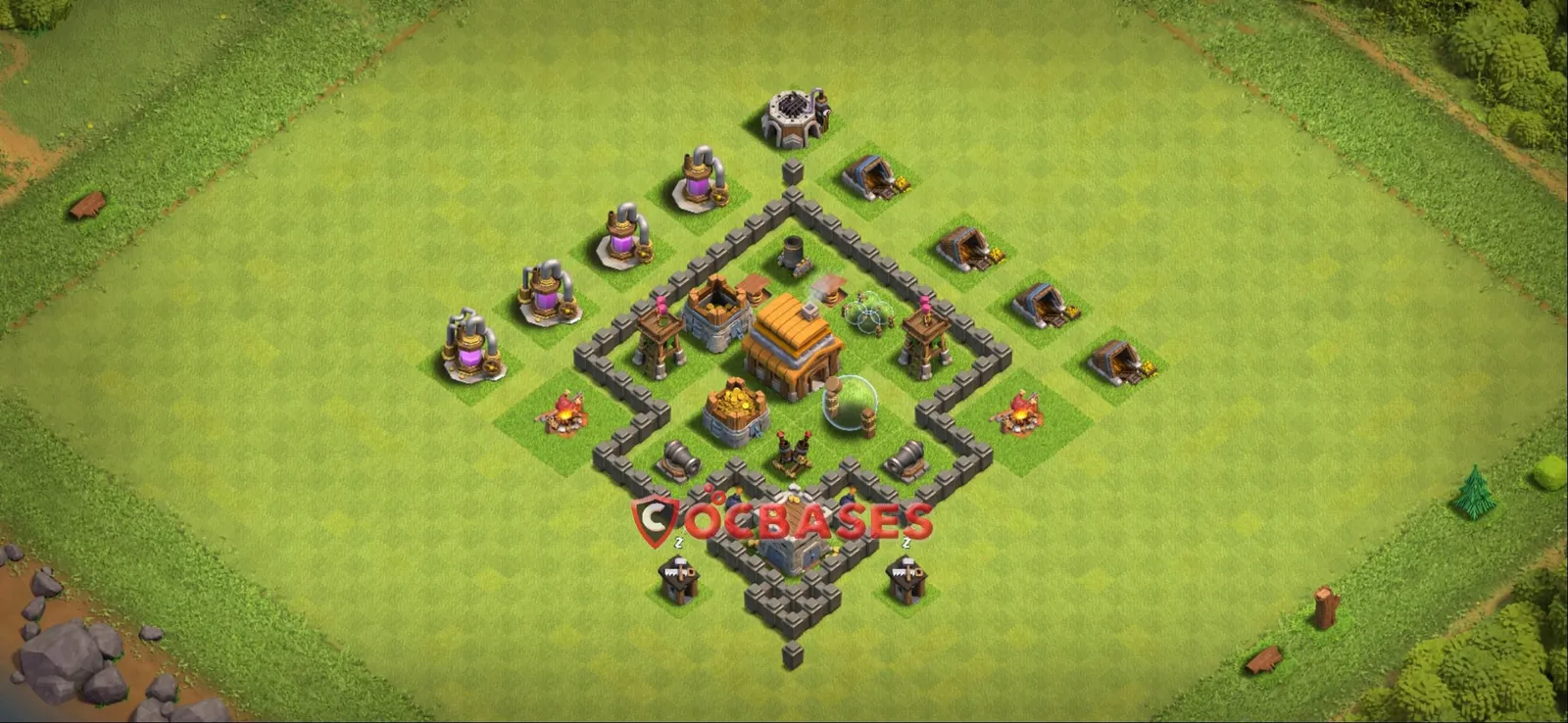 Farming (Defense) Base TH4 with Link | Clash of Clans Bases | Layouts ID 272zu