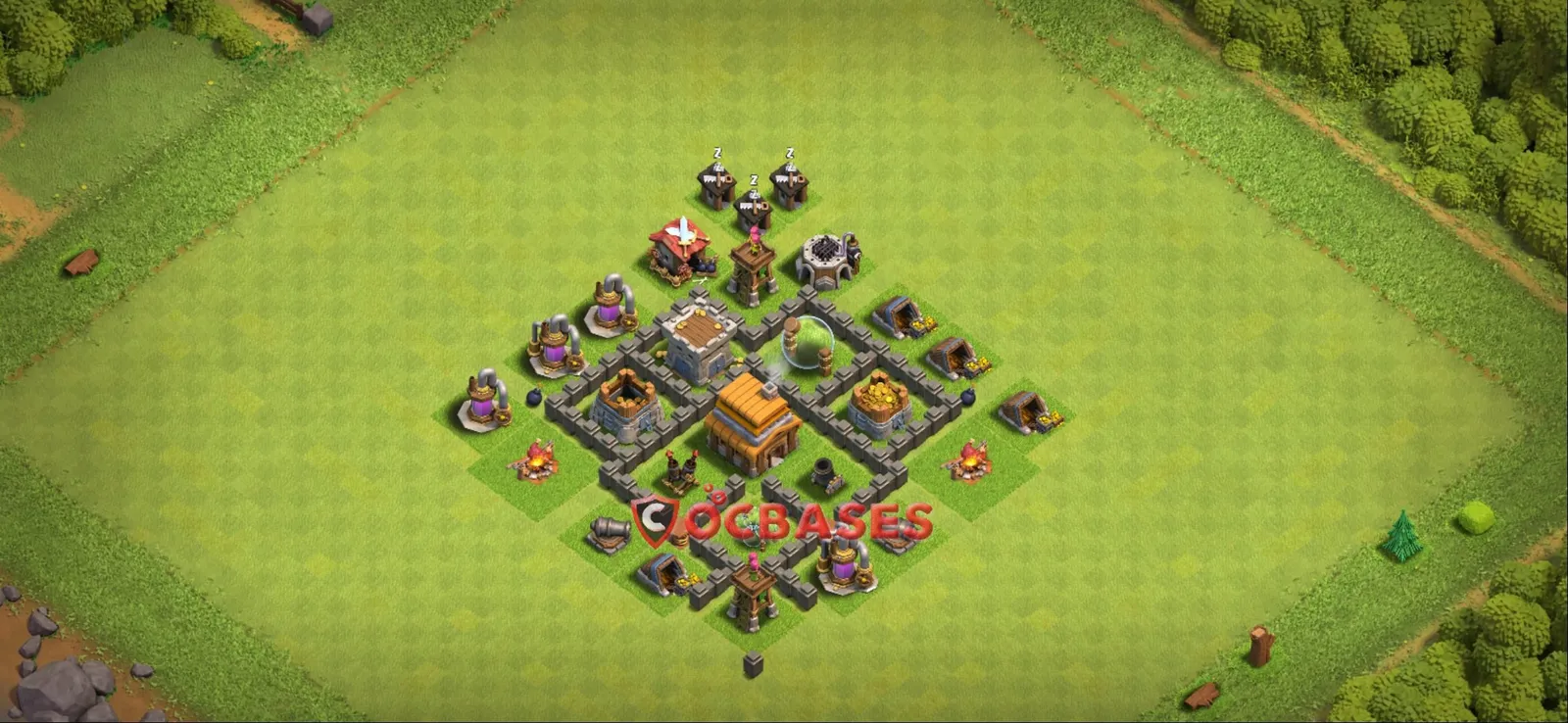 Farming (Defense) Base TH4 with Link | Clash of Clans Bases | Layouts ID 27kty