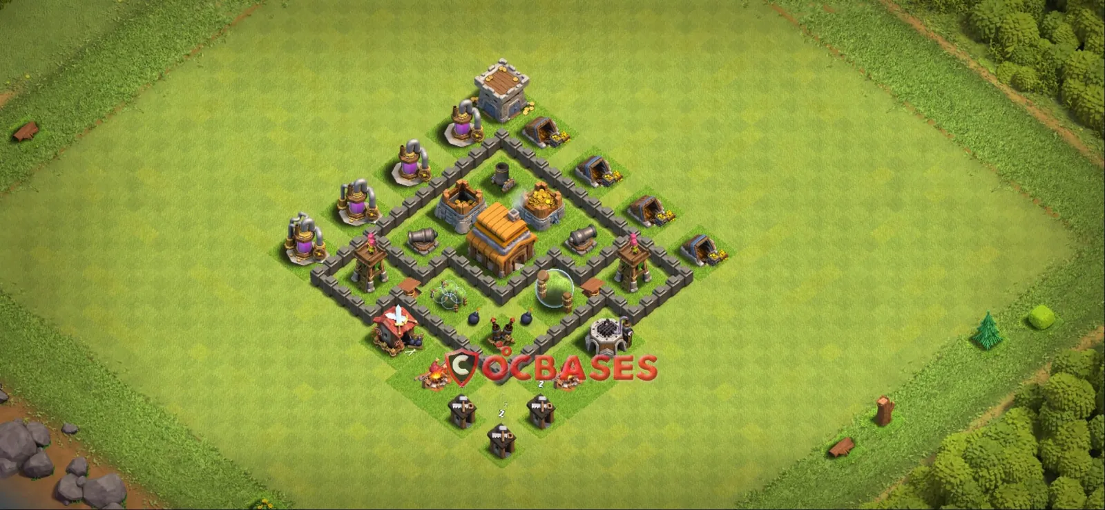 Farming (Defense) Base TH4 with Link | Clash of Clans Bases | Layouts ID 28bf7