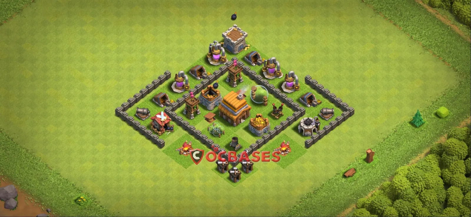 Farming (Defense) Base TH4 with Link | Clash of Clans Bases | Layouts ID 2c0i1