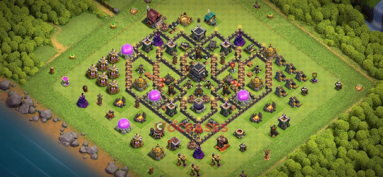Farming (Defense) Base TH9 - Clash of Clans Town Hall 9 Layout Link Farming (Defense) Base TH9 - Clash of Clans Town Hall 9 FARMING Base Layout with Copy Link 2026
