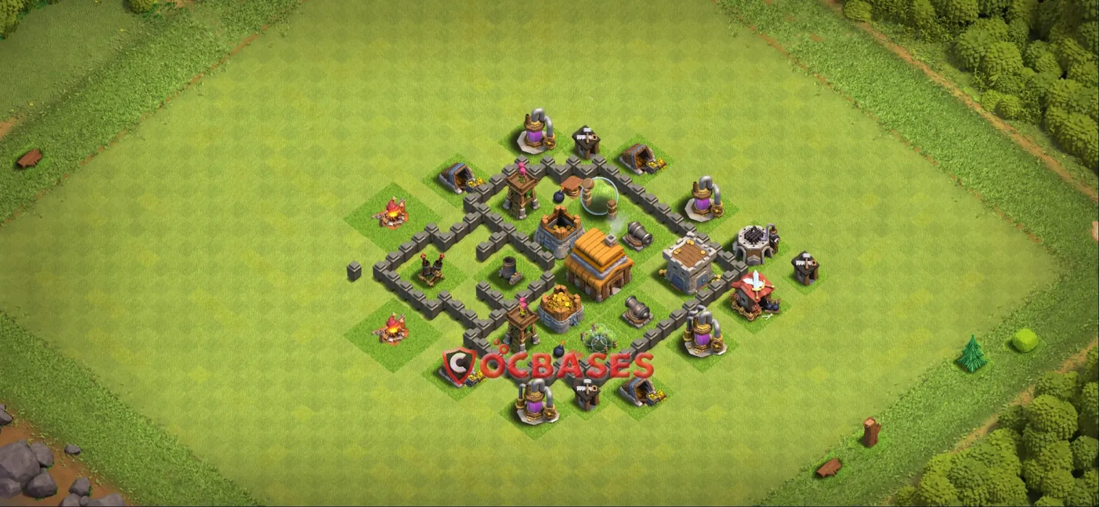 Farming (Defense) Base TH4 with Link | Clash of Clans Bases | Layouts ID 6kb6u