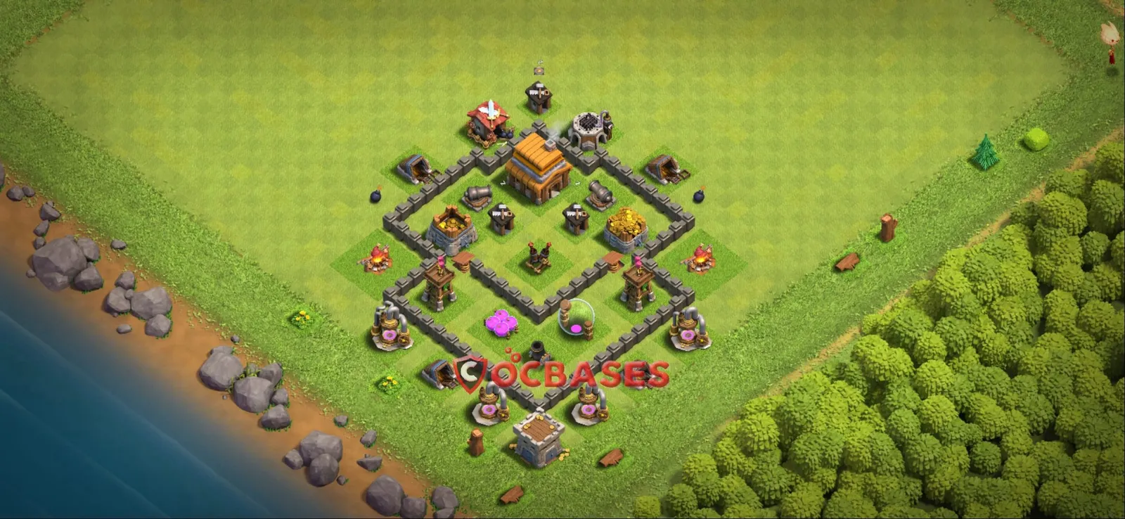 Farming (Defense) Base TH4 with Link | Clash of Clans Bases | Layouts ID 71bw7