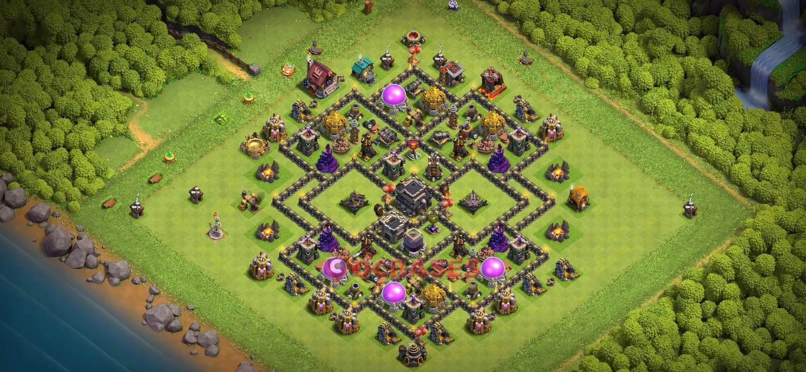 Farming (Defense) Base TH9 with Link | Clash of Clans Bases | Layouts ID 7rin8