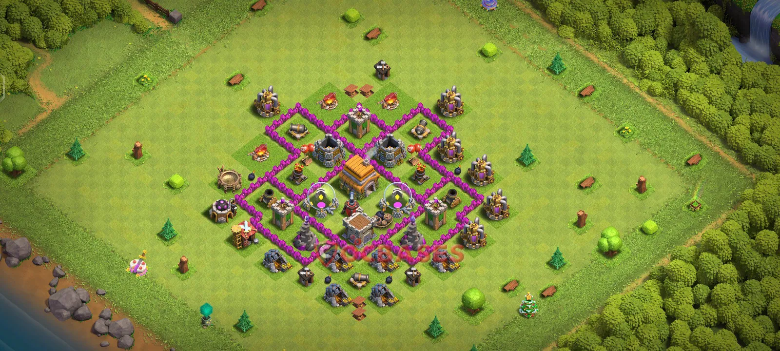 Farming (Defense) Base TH6 with Link | Clash of Clans Bases | Layouts ID 7v73k