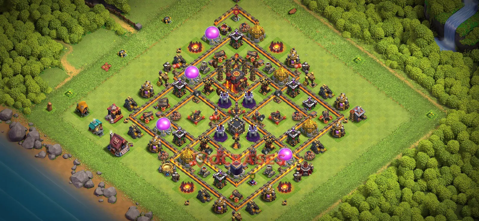 Farming (Defense) Base TH10 with Link | Clash of Clans Bases | Layouts ID 8sz48
