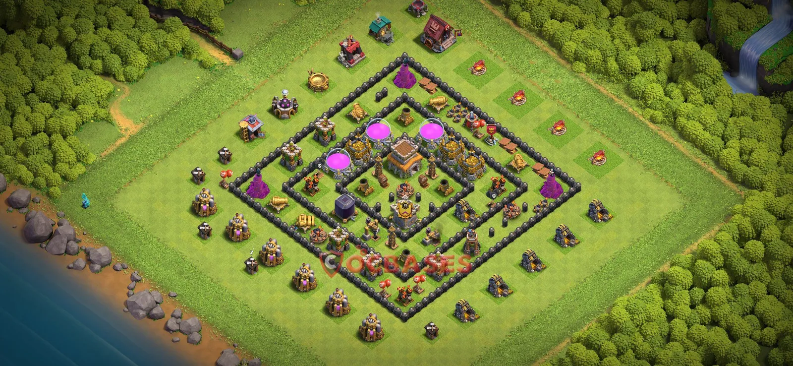Farming (Defense) Base TH8 with Link | Clash of Clans Bases | Layouts ID 9jx88