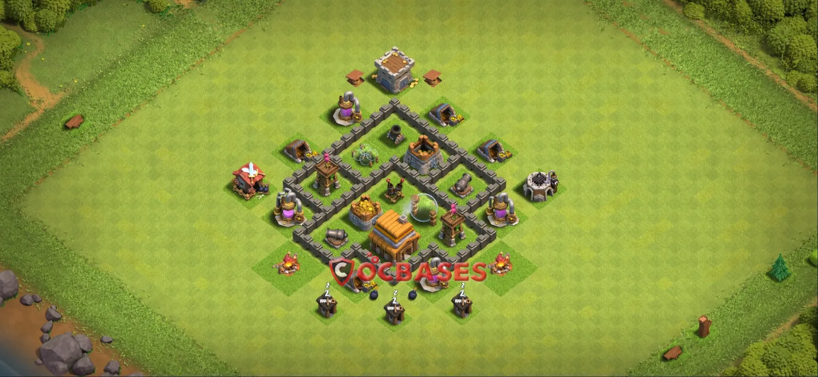 Farming (Defense) Base TH4 with Link | Clash of Clans Bases | Layouts ID bshk2