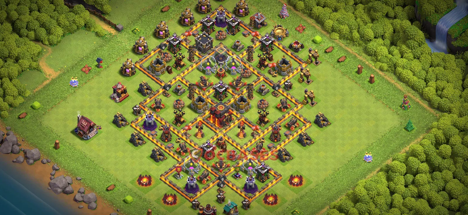 Farming (Defense) Base TH10 with Link | Clash of Clans Bases | Layouts ID cmfdr