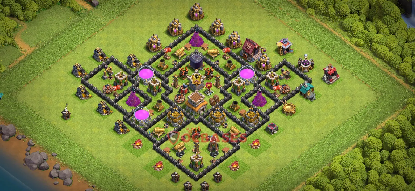 Farming (Defense) Base TH8 with Link | Clash of Clans Bases | Layouts ID dcn74