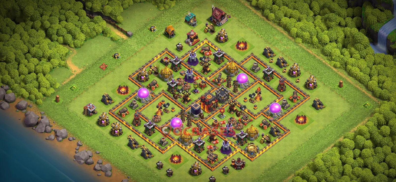 Farming (Defense) Base TH10 with Link | Clash of Clans Bases | Layouts ID e19im