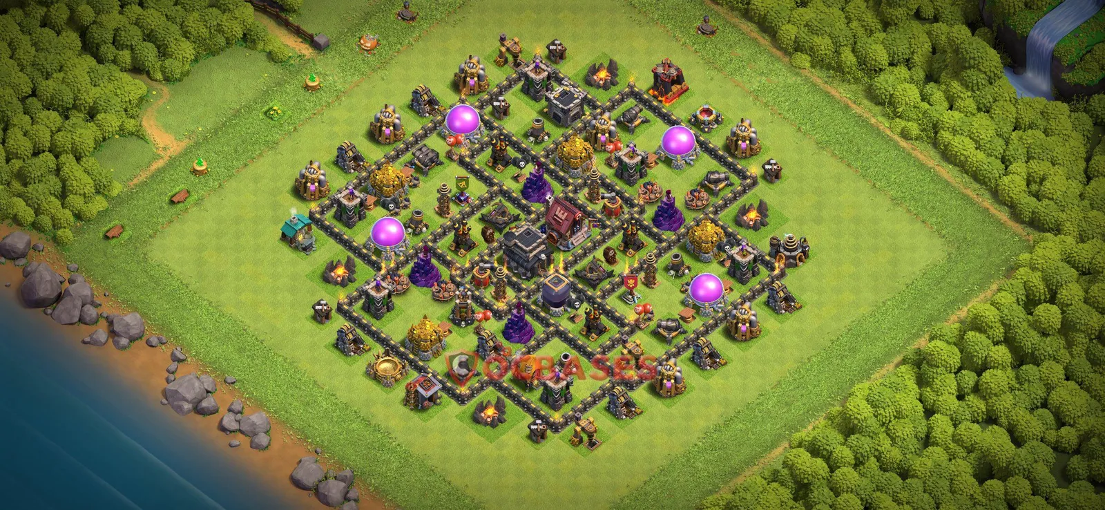 Farming (Defense) Base TH9 with Link | Clash of Clans Bases | Layouts ID e1nlf