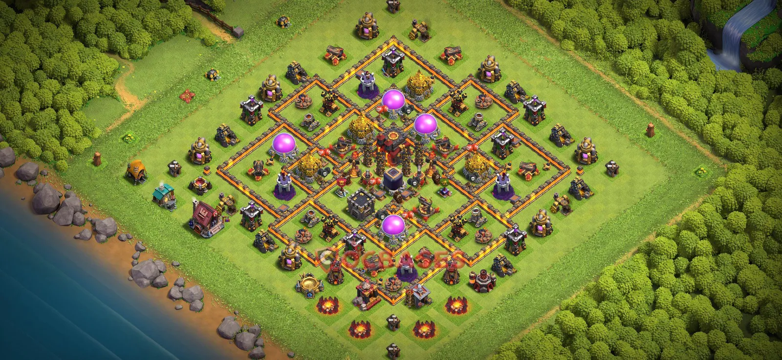 Farming (Defense) Base TH10 with Link | Clash of Clans Bases | Layouts ID f6mfr
