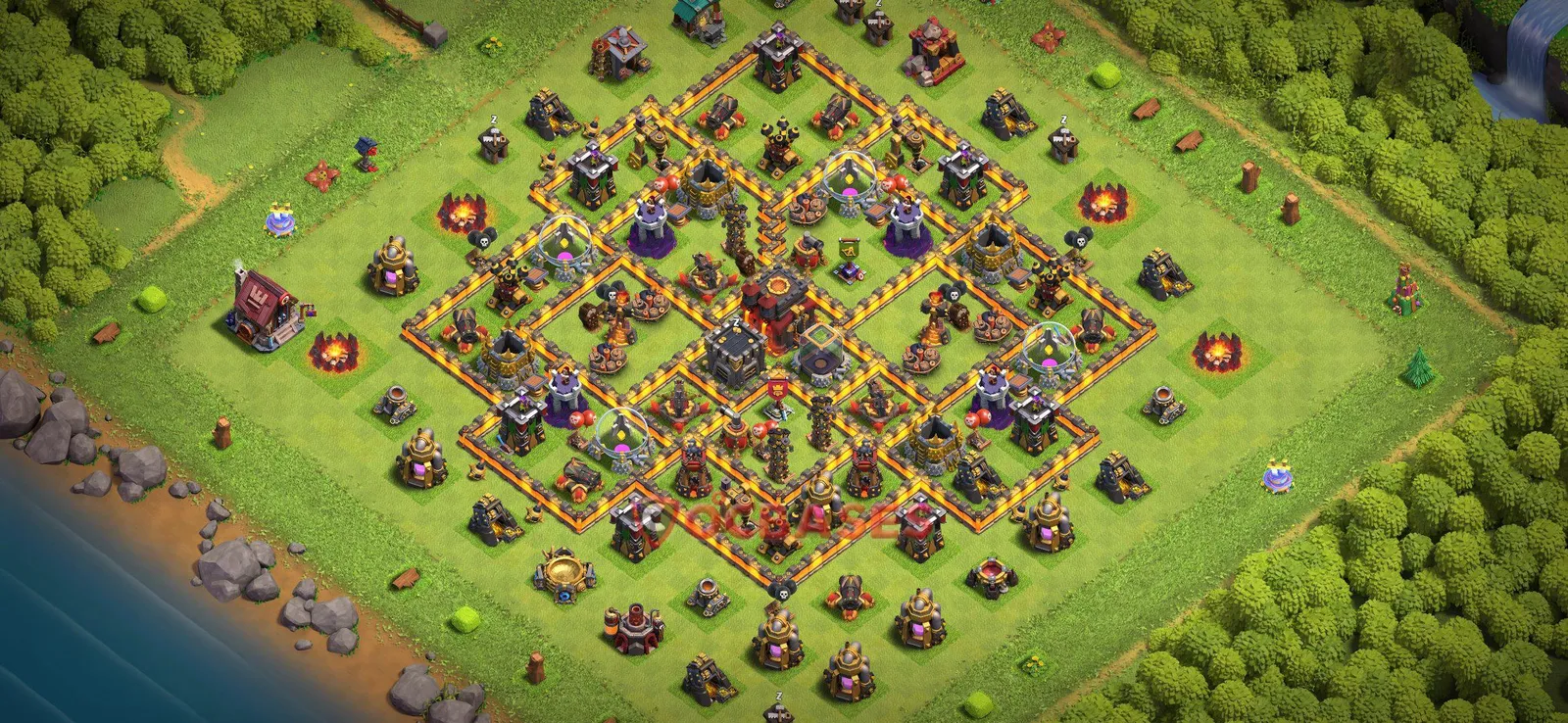 Farming (Defense) Base TH10 with Link | Clash of Clans Bases | Layouts ID fvbef