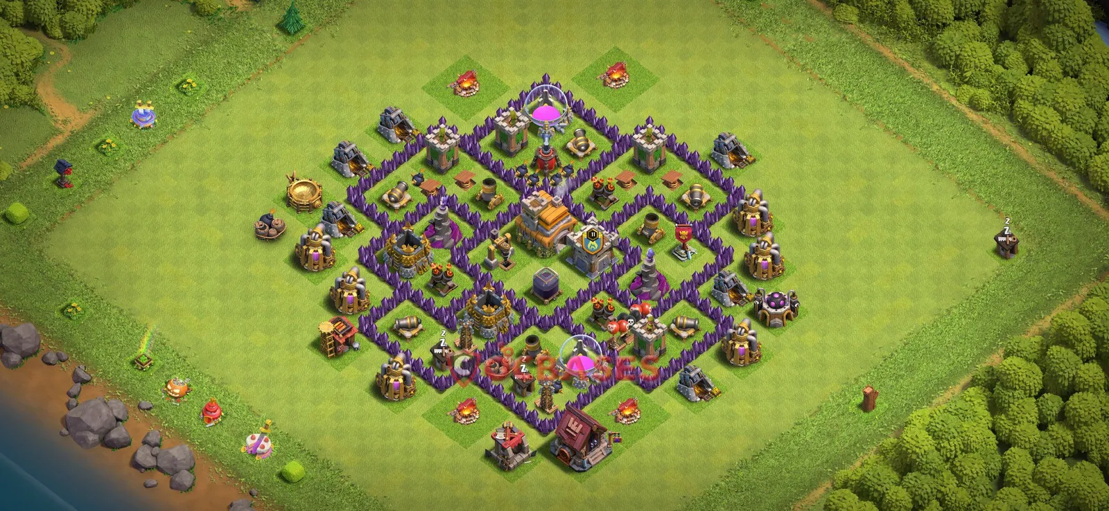 Farming (Defense) Base TH7 - Clash of Clans Town Hall 7 Layout Link Farming (Defense) Base TH7 - Clash of Clans Town Hall 7 FARMING Base Layout with Copy Link 2026