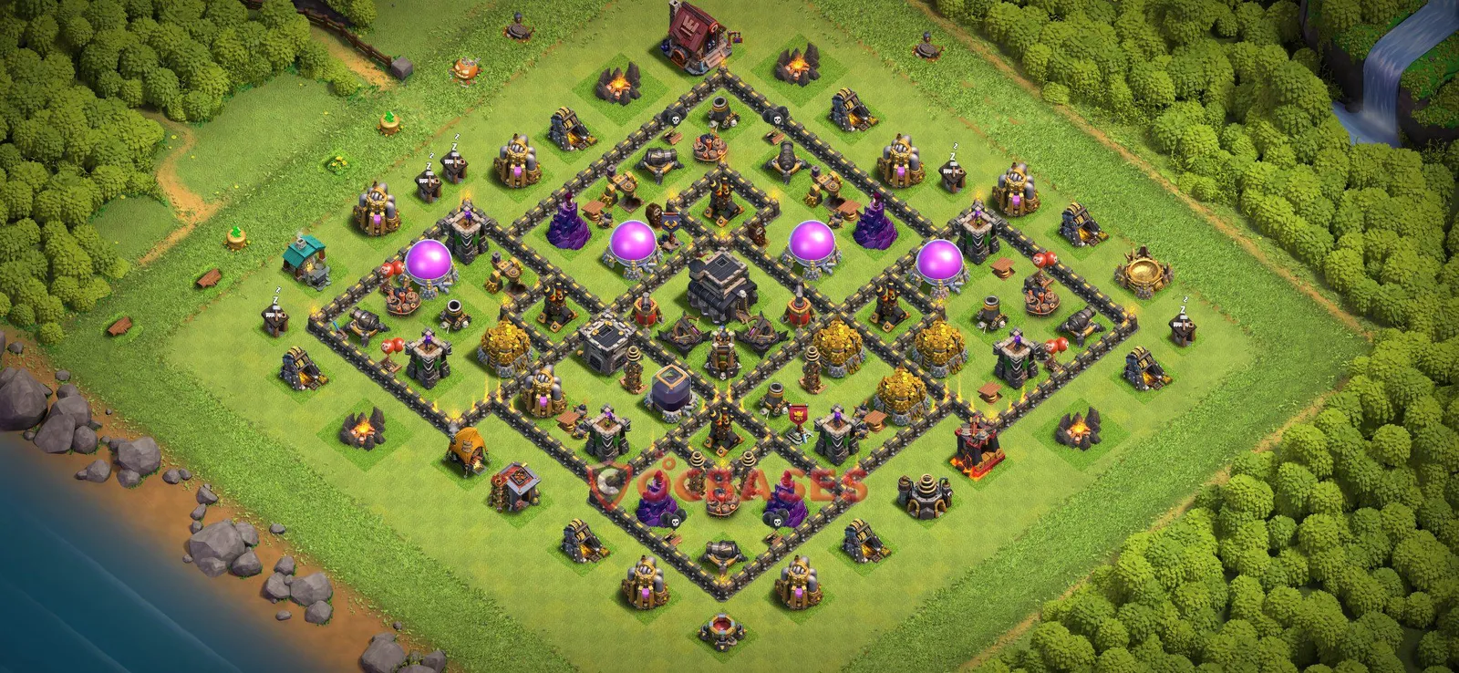 Farming (Defense) Base TH9 with Link | Clash of Clans Bases | Layouts ID luor0