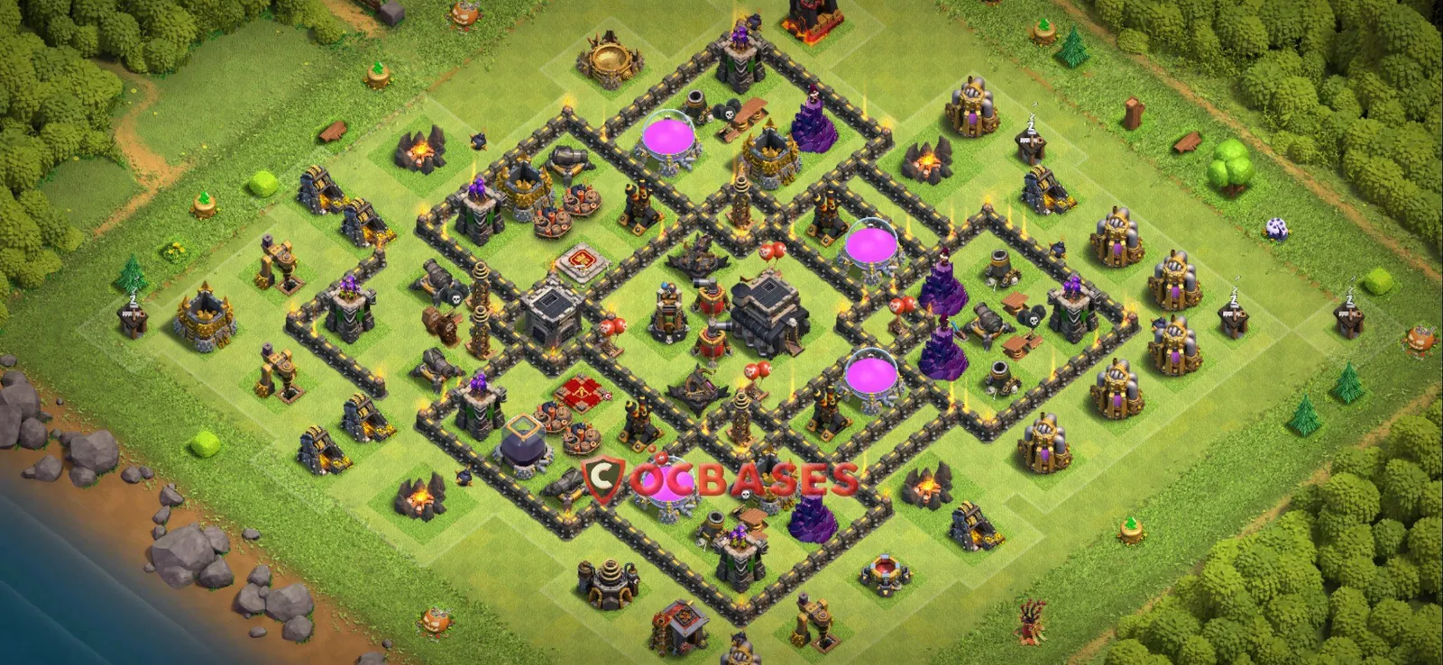 Farming (Defense) Base TH9 - Clash of Clans Town Hall 9 Layout Link Farming (Defense) Base TH9 - Clash of Clans Town Hall 9 FARMING Base Layout with Copy Link 2026