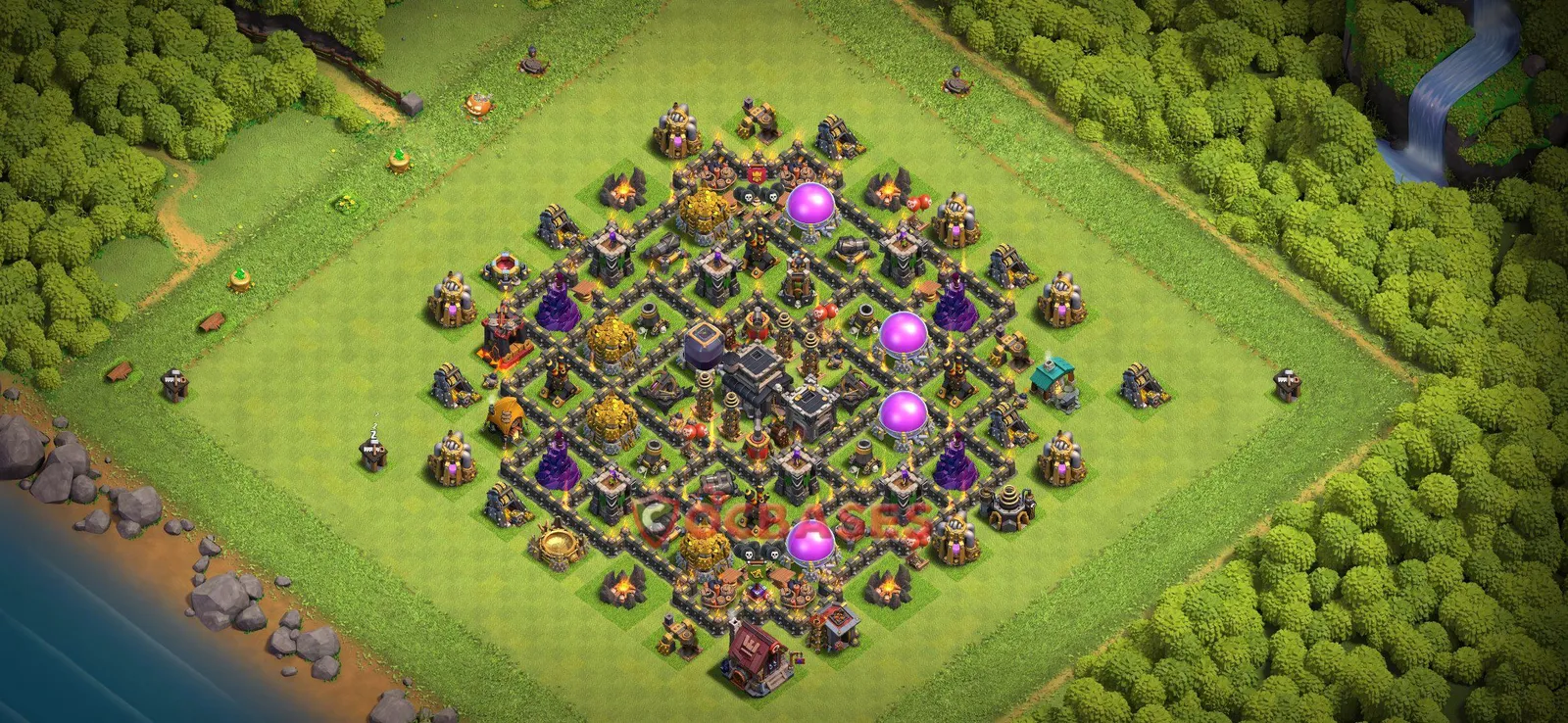 Farming (Defense) Base TH9 with Link | Clash of Clans Bases | Layouts ID n4sph