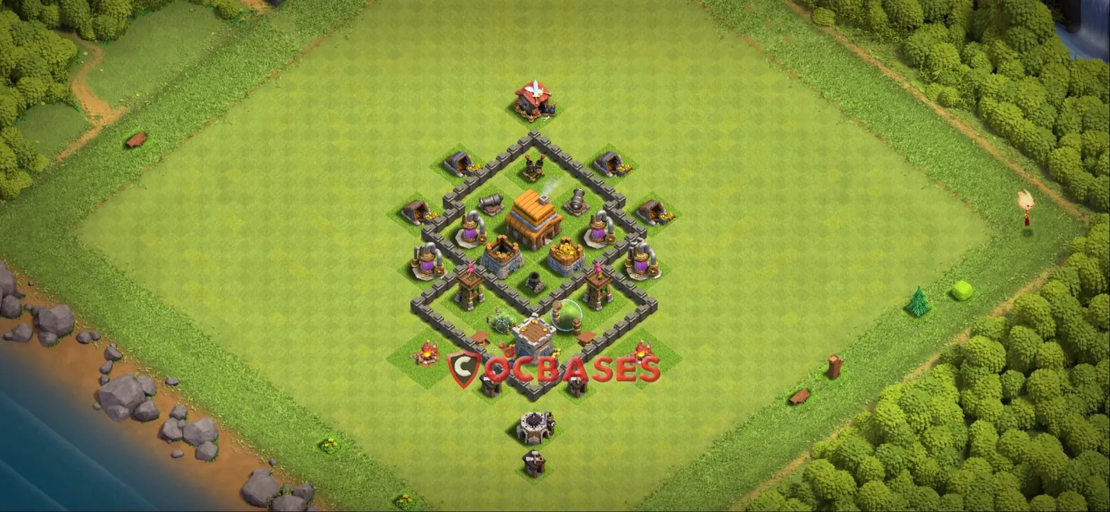 Farming (Defense) Base TH4 with Link | Clash of Clans Bases | Layouts ID ni7zu
