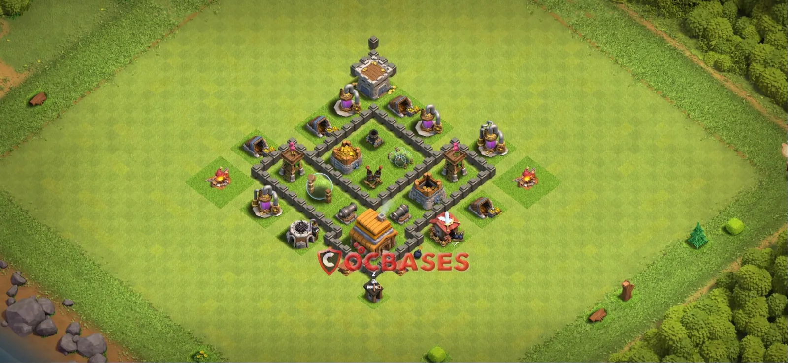 Farming (Defense) Base TH4 with Link | Clash of Clans Bases | Layouts ID o58cb