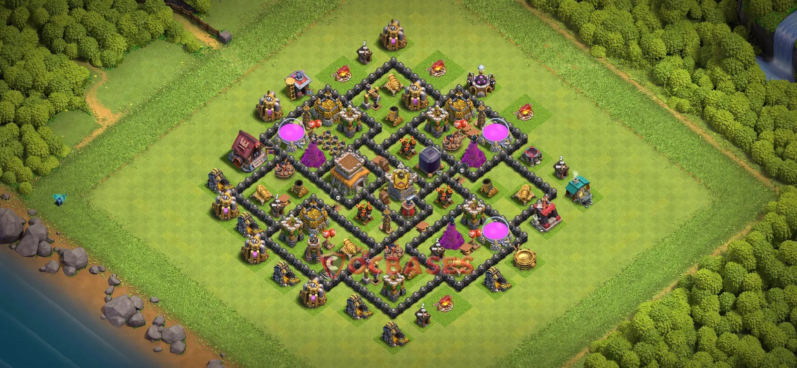 Farming (Defense) Base TH8 with Link | Clash of Clans Bases | Layouts ID oy0xl