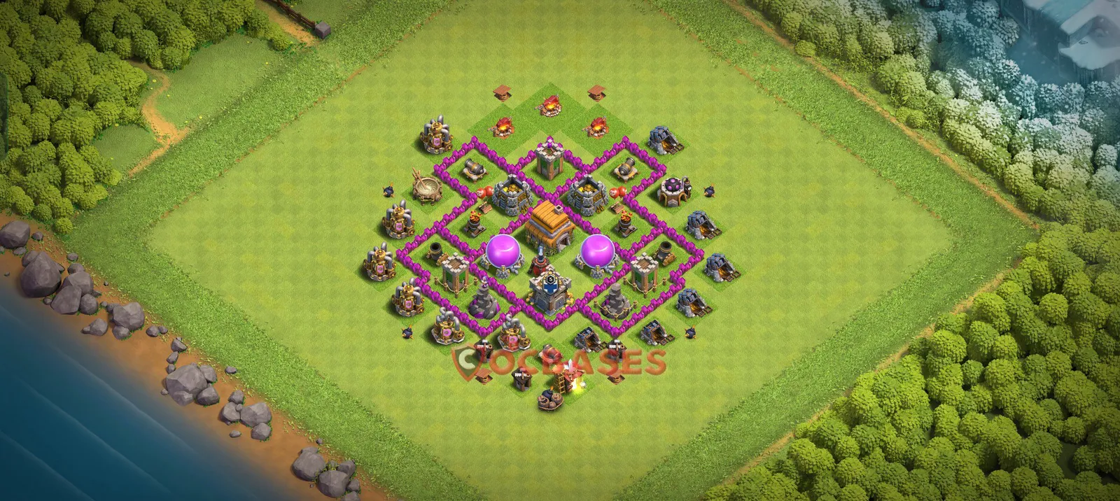 Farming (Defense) Base TH6 with Link | Clash of Clans Bases | Layouts ID phhye