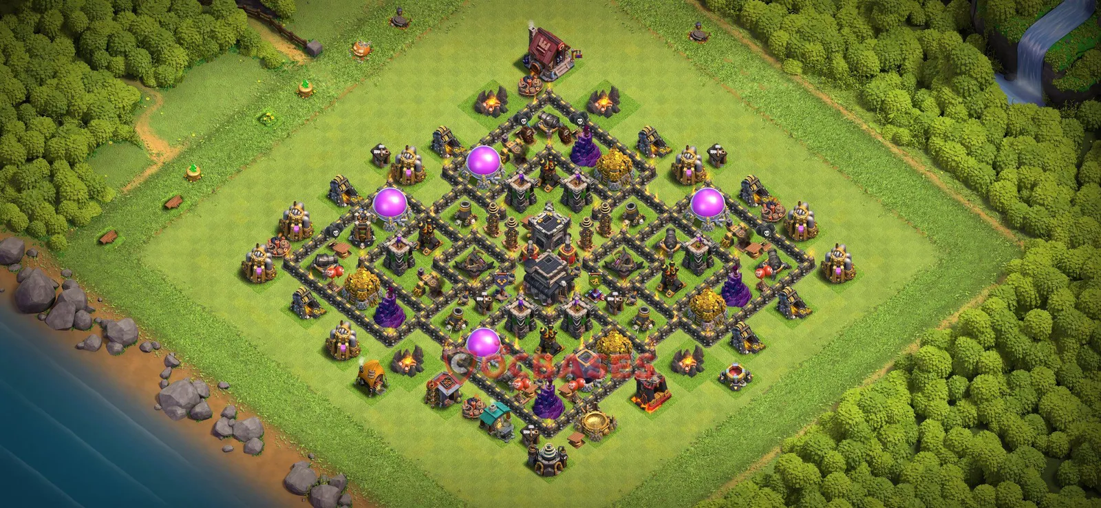 Farming (Defense) Base TH9 with Link | Clash of Clans Bases | Layouts ID rq1i4