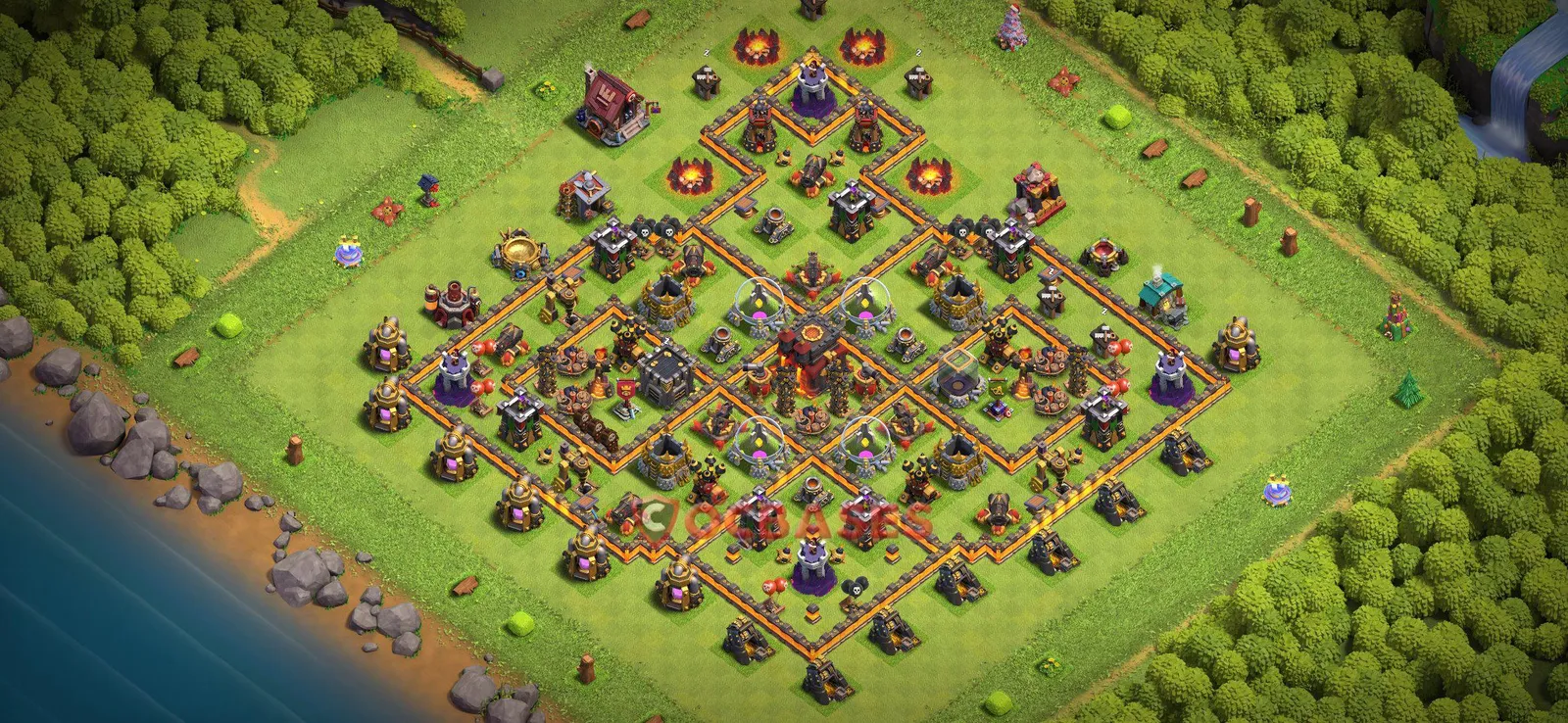 Farming (Defense) Base TH10 with Link | Clash of Clans Bases | Layouts ID tld2z