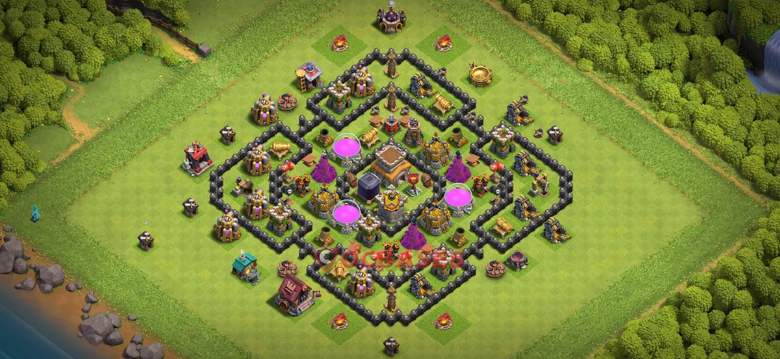 Farming (Defense) Base TH8 with Link | Clash of Clans Bases | Layouts ID ug0hk