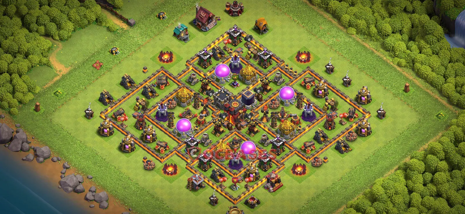 Farming (Defense) Base TH10 with Link | Clash of Clans Bases | Layouts ID vooi1
