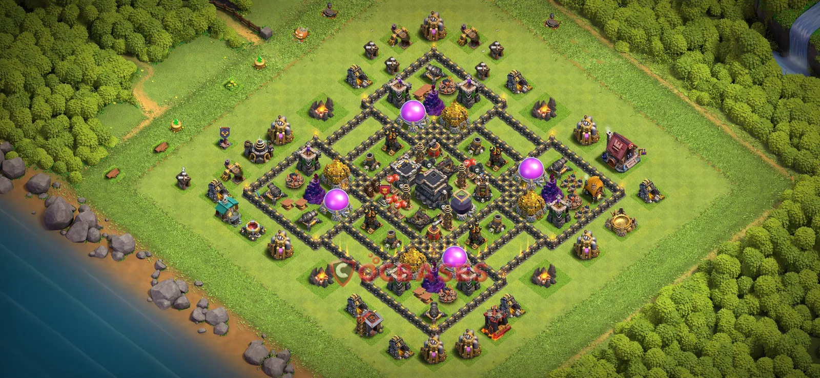Farming (Defense) Base TH9 with Link | Clash of Clans Bases | Layouts ID vuij8