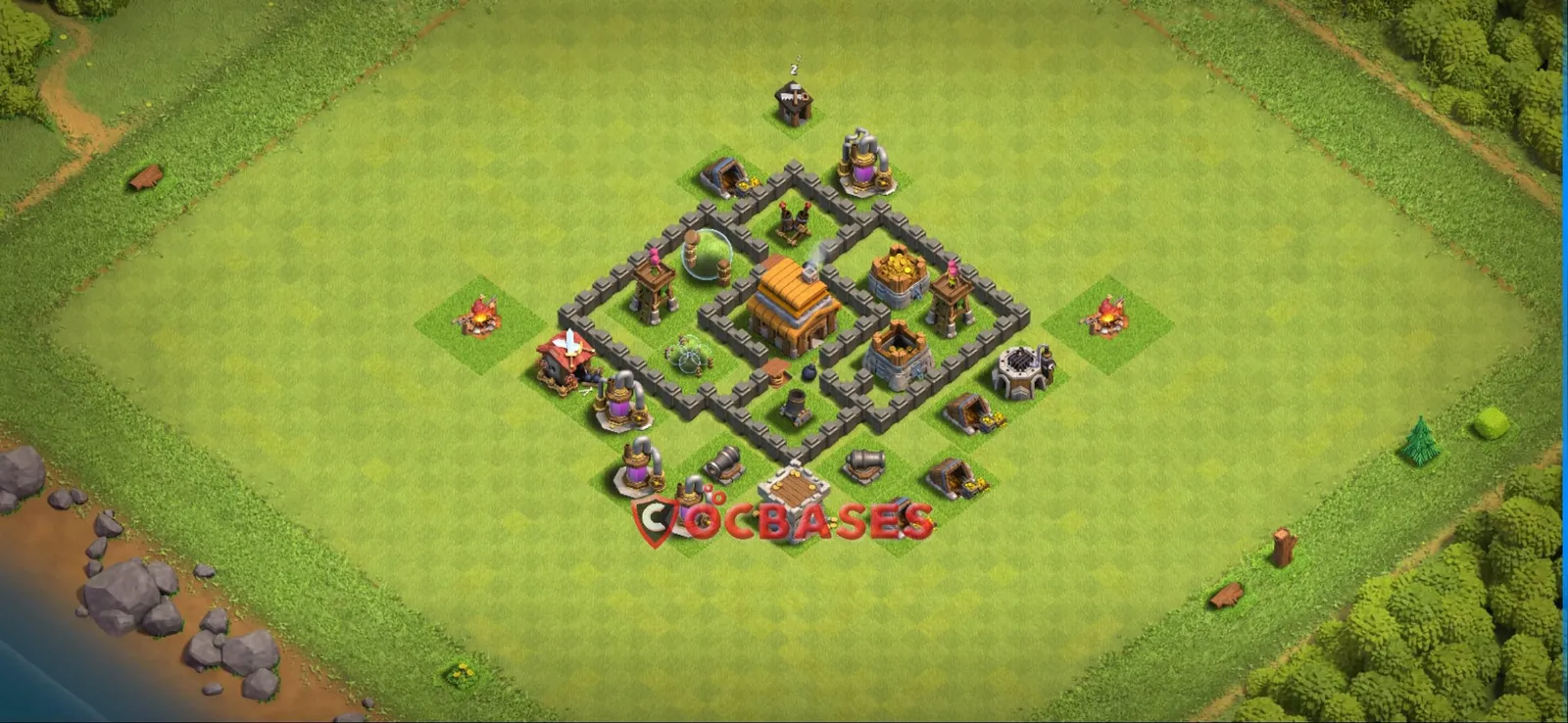 Farming (Defense) Base TH4 with Link | Clash of Clans Bases | Layouts ID wl83l