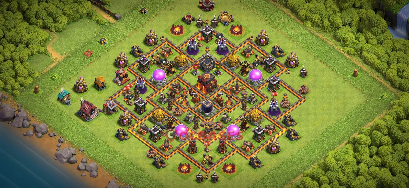 Farming (Defense) Base TH10 with Link | Clash of Clans Bases | Layouts ID x0npv