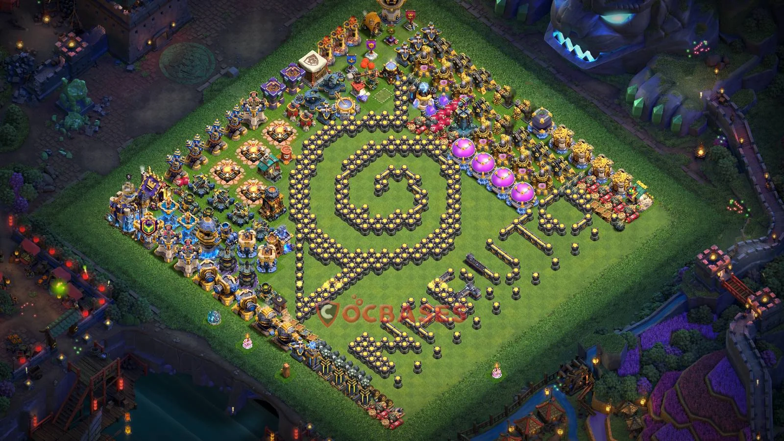 Art & Fun (Custom) Base TH18 - Clash of Clans Town Hall 18 Layout Link Art & Fun (Custom) Base TH18 - Clash of Clans Town Hall 18 FUN Base Layout with Copy Link 2026